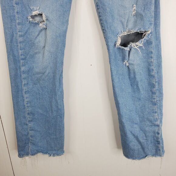 Levis Wedgie Straight Jeans High Rise Light Wash Ripped Knee 90s Mom Womens 30 - Picture 5 of 11